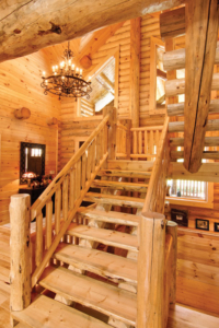 Handcrafted Lodgepole Pine Stairs