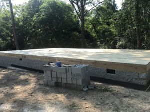 crawlspace foundation with subfloor, new model log home, foundation, crawlspace, foundation for new log home, log home foundation