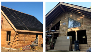 log home being built, log homes, log cabin home, new model home, local TN rep, under construction, weathertight log home