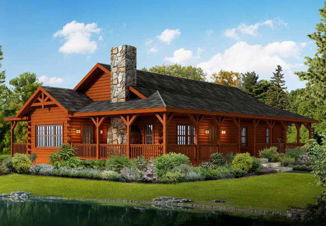 Liberty Log Cabin Exterior, Log Homes, Timberhaven, Feature Home, Log Home on Sale