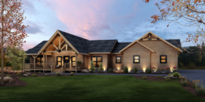 New Saratoga Log Home Design, Saratoga, single-level design, timberhaven