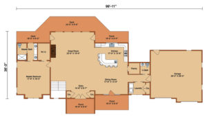 Memorial Lake Log Home First Level Floor Plan, log home floor plan, Timberhaven