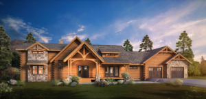 Memorial Lake Log Home Design Front Elevation, log home design, log homes, Timberhaven