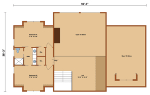 Memorial Lake Log Home Second Level Floor Plan, log home floor plan, Timberhaven