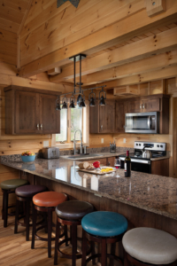 kitchen in log cabin, log cabin homes, Timberhaven, log cabin, log home new magazine feature