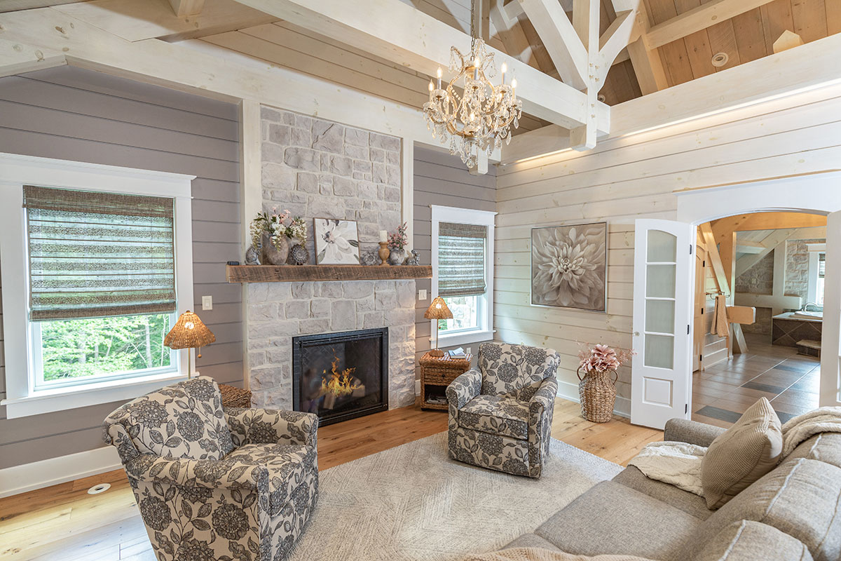 Cozy sitting area with fireplace