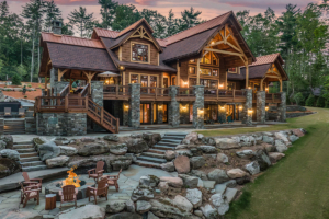 custom log home in beautiful setting, custom log home, log home, dream home, log home living, timberhaven, best in American living awards, silver winner, award winning home design, custom home design