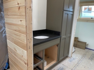 Timber Frame Model Home Under Construction, Bathroom, Timberhaven