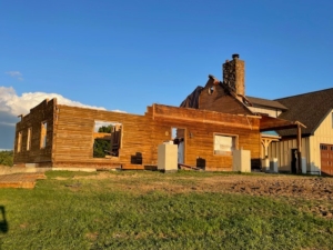 Timber Frame Home Under Construction, Log Home Demolition, Timberhaven