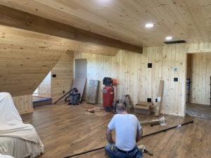 Timber Frame Model Home Under Construction, Living Area, Timberhaven