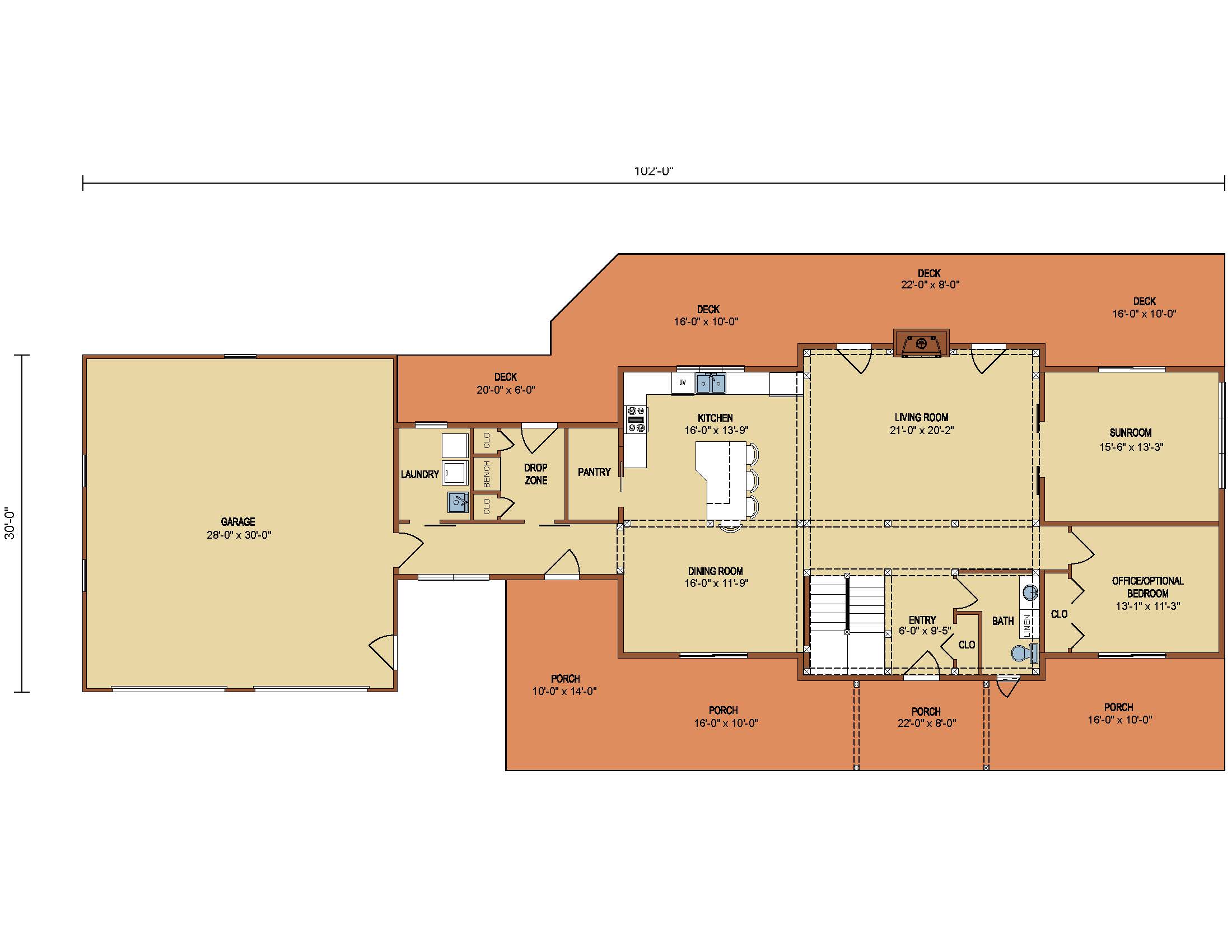 Loganton Timber Frame 1st Level Floor Plan