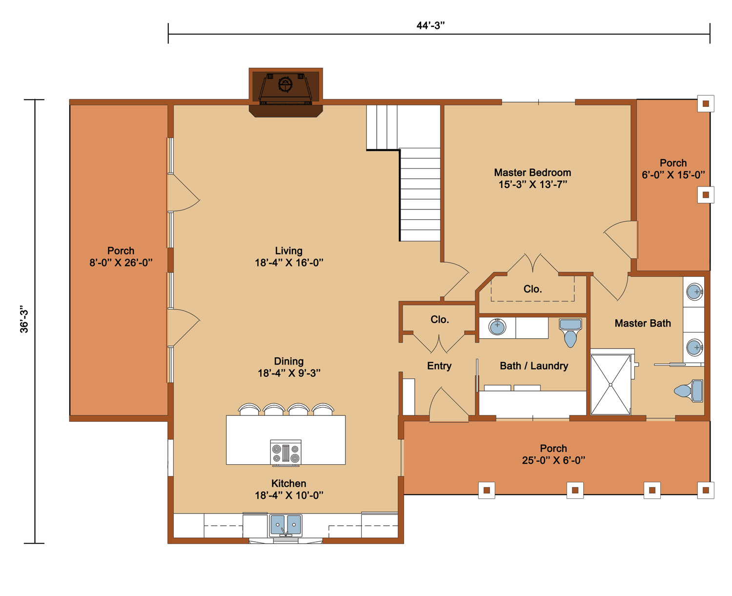 Freedom Timber Home 1st Level Floorplan