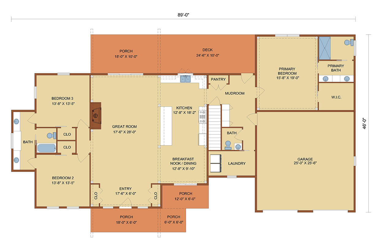 Saratoga II, Timberhaven Log Home, 3 Bedrooms,2 Bathrooms,Timber Frame Homes