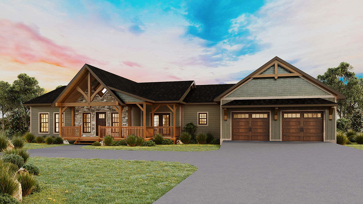 Saratoga II, Timberhaven Log Home, 3 Bedrooms,2 Bathrooms,Timber Frame Homes