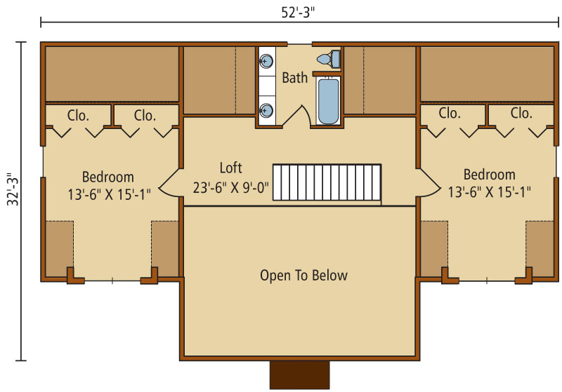 Brookside-II, Timberhaven Log Home, 3 Bedrooms,2 Bathrooms,Log Homes