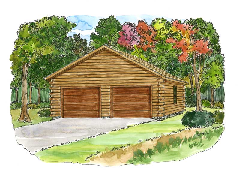 2-car-garage,Timberhaven Log Home