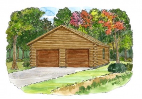 2-car-garage,Timberhaven Log Home